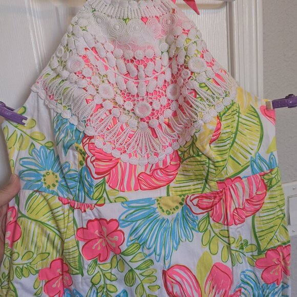 Lilly Pulitzer | Brighton Dress Boca Chica Halter | Crochet Lace Trim | NWOT |10 - Picture 3 of 12